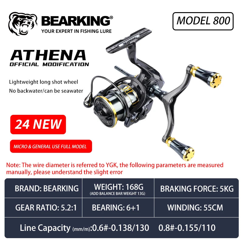 BEARKING RS Athena Spinning Reel | 5.2:1 Gear Ratio | 6+1 Bearings | Shallow Spool