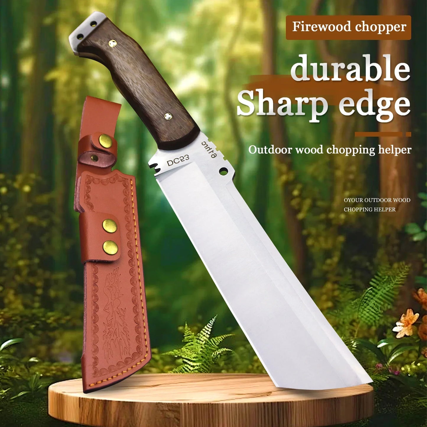 WPKOPYA DC53 Steel Fixed Blade Knife | Full Tang | 13.5” Multi-Purpose Knife with Sheath