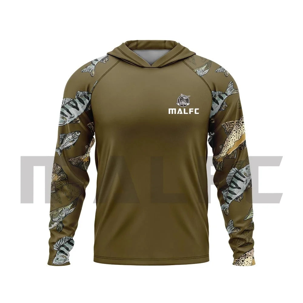 MALFC Men’s UPF50+ Fishing Hoodie | Long Sleeve Sun Protection Fishing Shirt