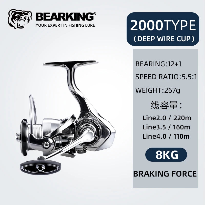 BEARKING LT Series Spinning Reel – 5.5:1 Gear Ratio, 15 kg Max Drag & Lightweight 206 g Design