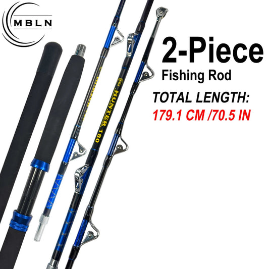 Black & Blue Carbon Surf Rod | 2-Piece Heavy Duty Sea Fishing Rod | EVA Grip