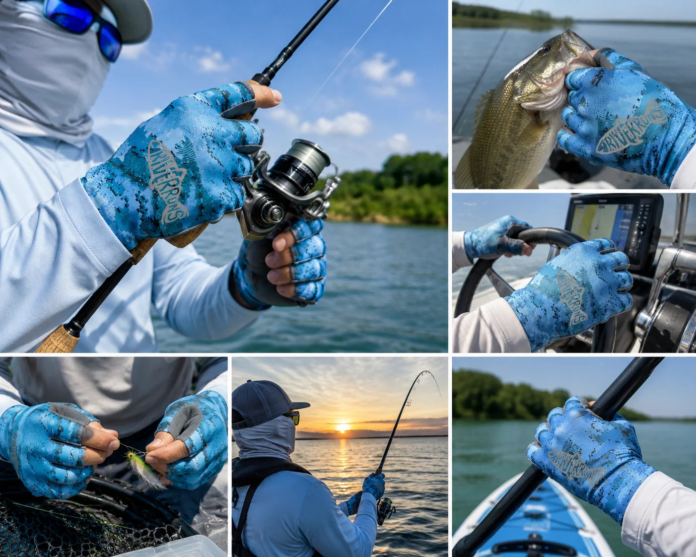 UPF 50+ Fingerless Fishing Gloves | Lightweight Sun Protection Gloves | Non-Slip Grip