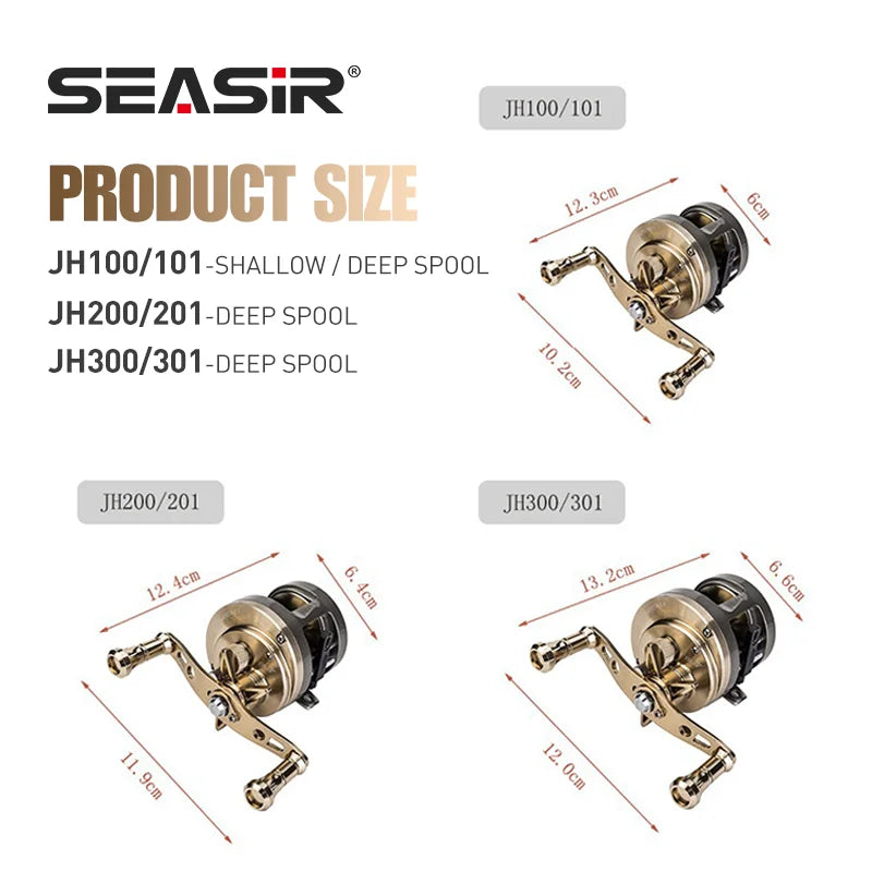SEASIR JH All-Metal Drum Baitcasting Reel | 9+1BB | 7kg Drag | Saltwater Ready