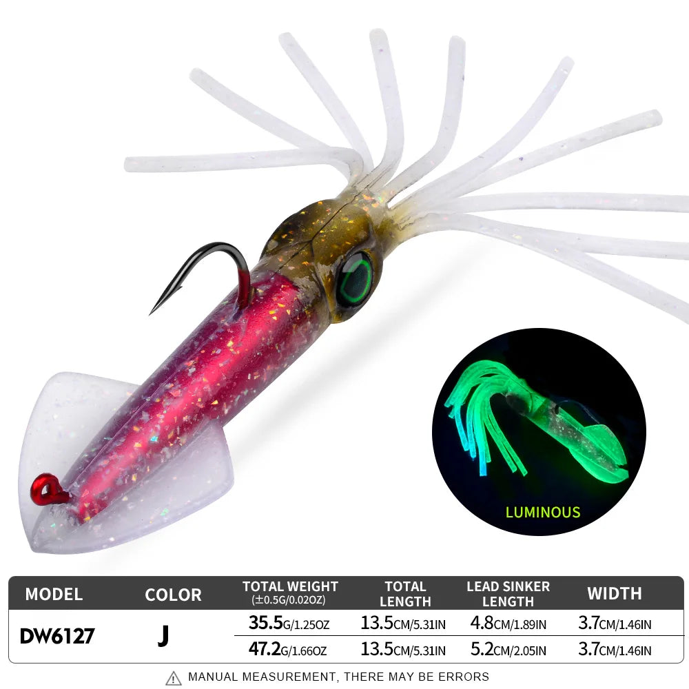 Proberos Luminous Squid Soft Jig | 35.5g / 47.2g | Heavy Lead Hook Swimbait