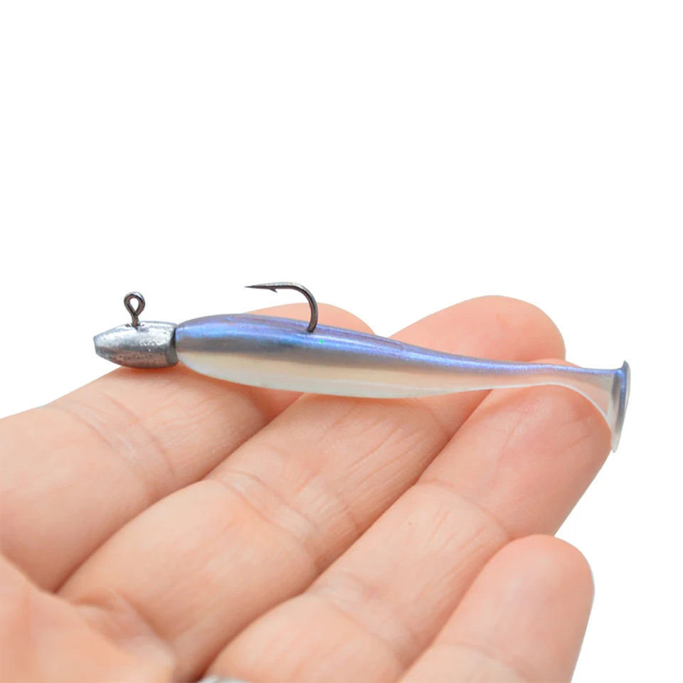 5pcs T-Tail Soft Lure Set with Jig Heads | Paddle Tail Swimbaits | Pre-Rigged Fishing Lures