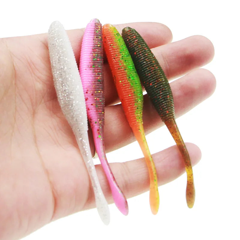 10pcs Stick Worm Soft Plastic Lures | 75mm / 90mm / 110mm Salted Straight Tail Soft Baits