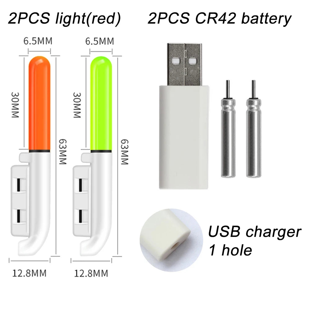 Upgraded LED Night Fishing Float Set | USB Rechargeable | CR425 Battery Included