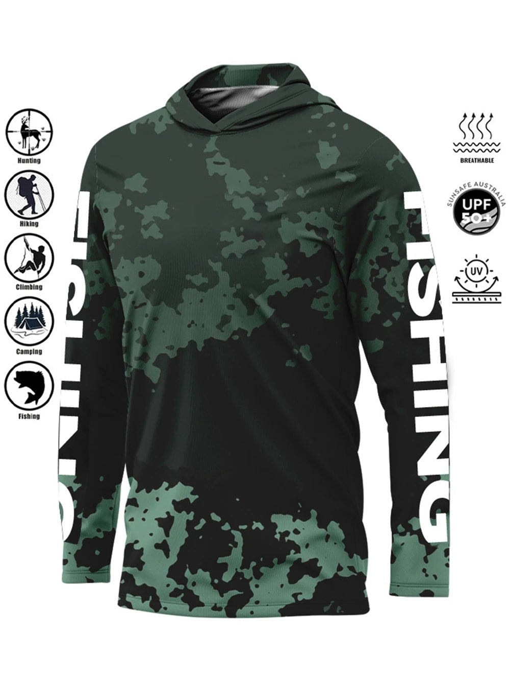 Men’s UPF50+ Fishing Hoodie | Quick-Dry Breathable Long Sleeve Fishing Shirt