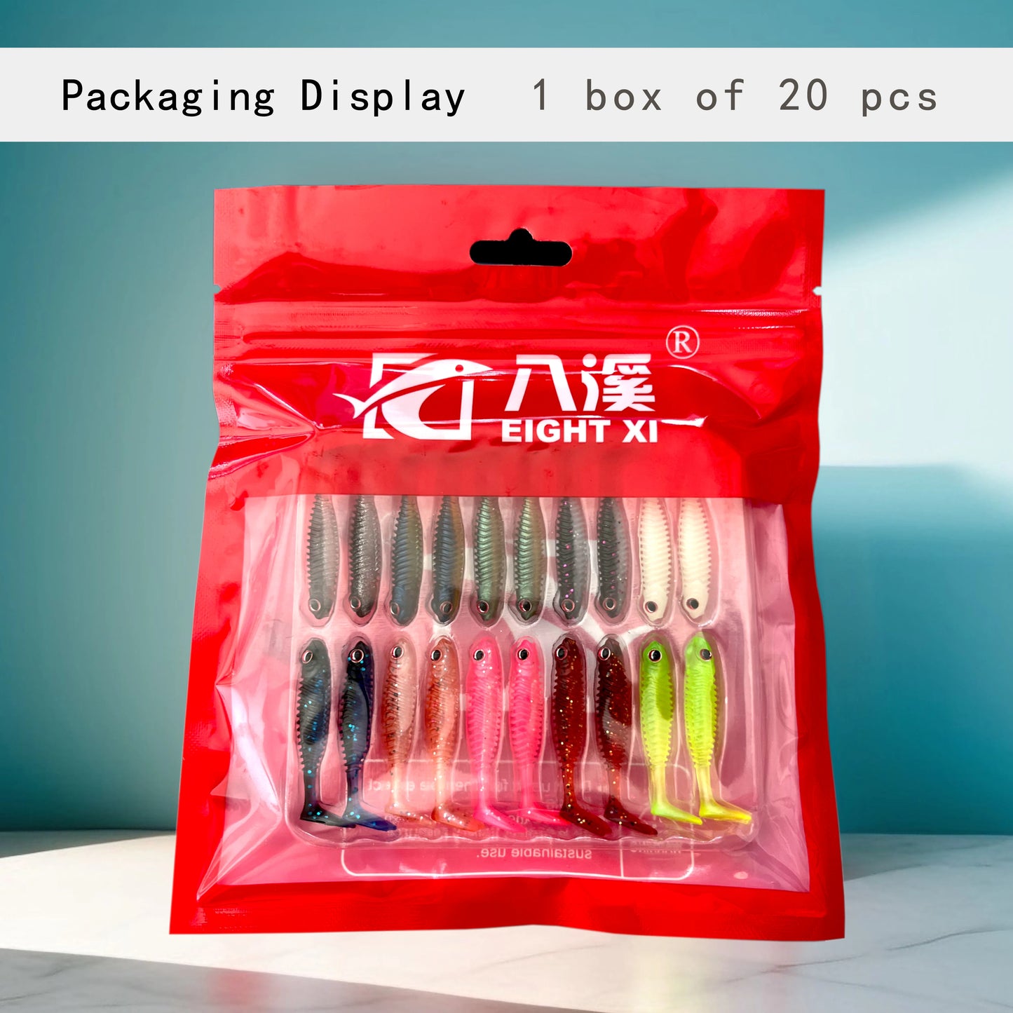 20pcs Soft Plastic Lure Set | 4cm 1g Paddle Tail Baits | Luminous Fishing Lures