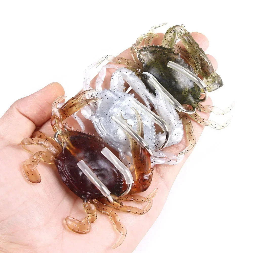 ALASICKA 3D Crab Soft Lure | 8cm / 10cm | Realistic Crab Bait | 5–10pcs Saltwater Soft Plastics