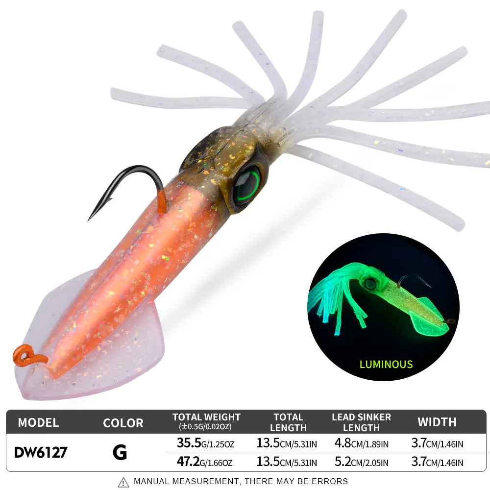 Proberos Luminous Squid Soft Jig | 35.5g / 47.2g | Heavy Lead Hook Swimbait
