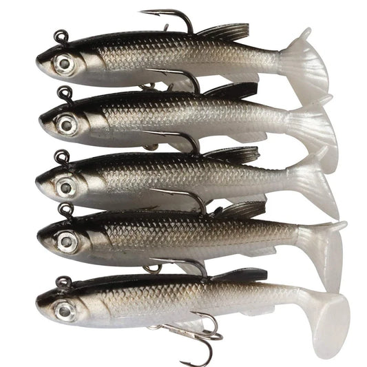 5pcs Soft Plastic Fishing Lure Set | 8cm (2.8”) Artificial Baits with Hooks