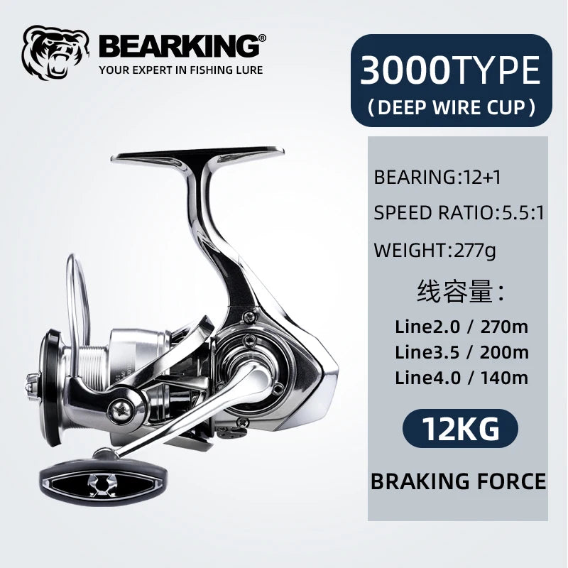 BEARKING LT Series Spinning Reel – 5.5:1 Gear Ratio, 15 kg Max Drag & Lightweight 206 g Design