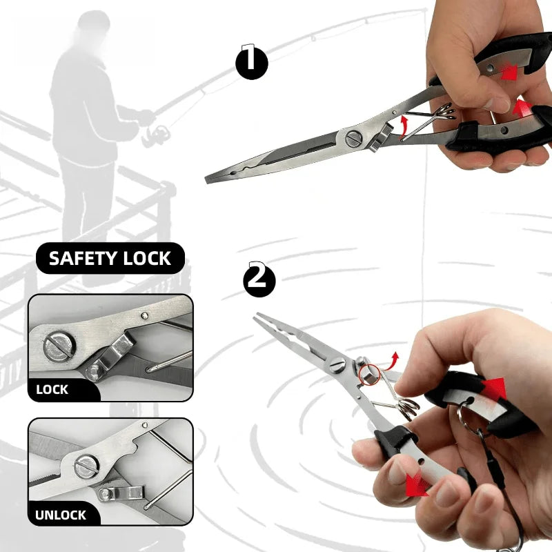 Multifunction Fishing Pliers | 21cm Long Nose Hook Remover | Stainless Steel Fishing Tool
