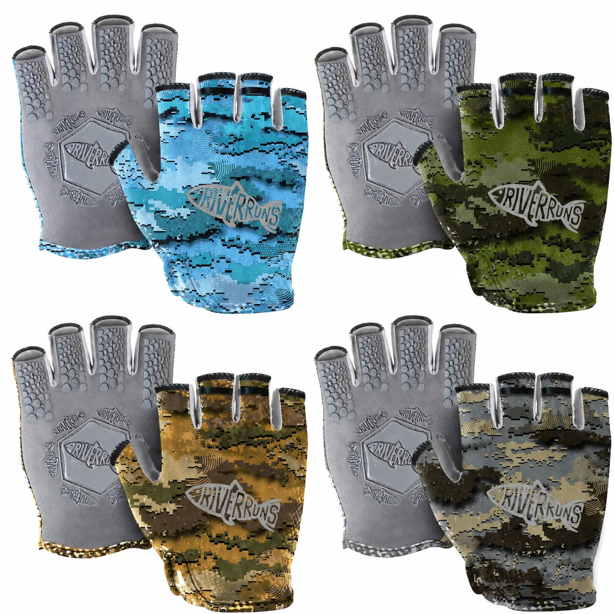 UPF 50+ Fingerless Fishing Gloves | Lightweight Sun Protection Gloves | Non-Slip Grip
