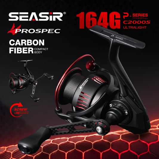 Seasir P-Series Prospec Carbon Fiber Spinning Reel – 9 Bearings, 6.2:1 Gear Ratio (2000 & 3000 Sizes)
