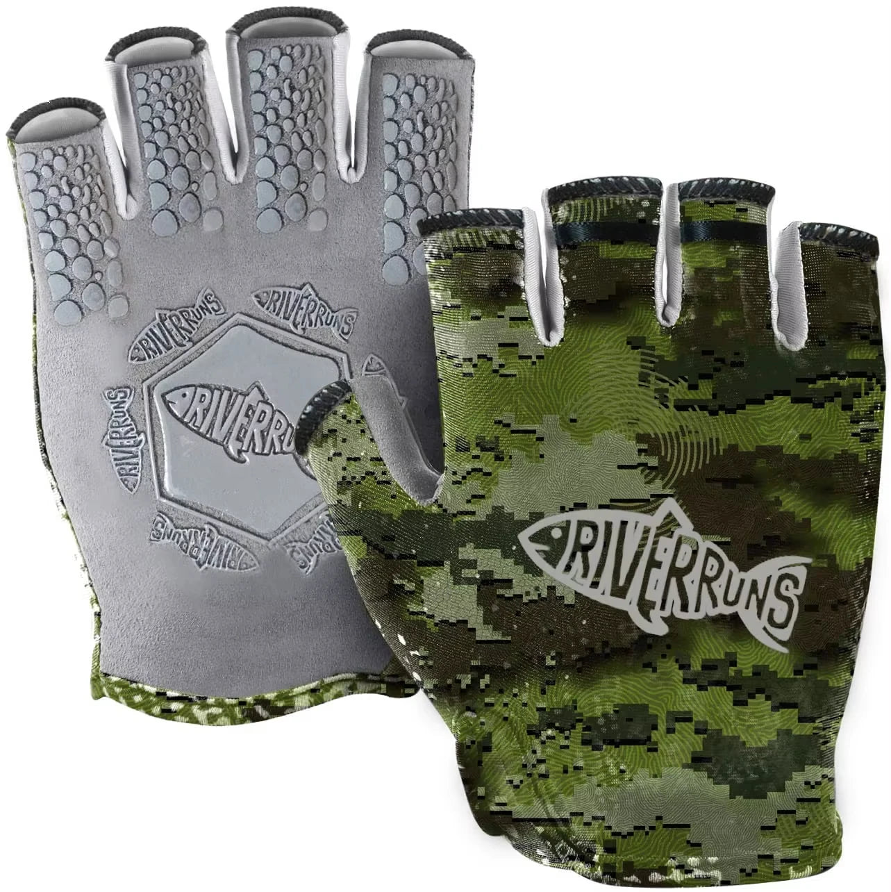 UPF 50+ Fingerless Fishing Gloves | Lightweight Sun Protection Gloves | Non-Slip Grip