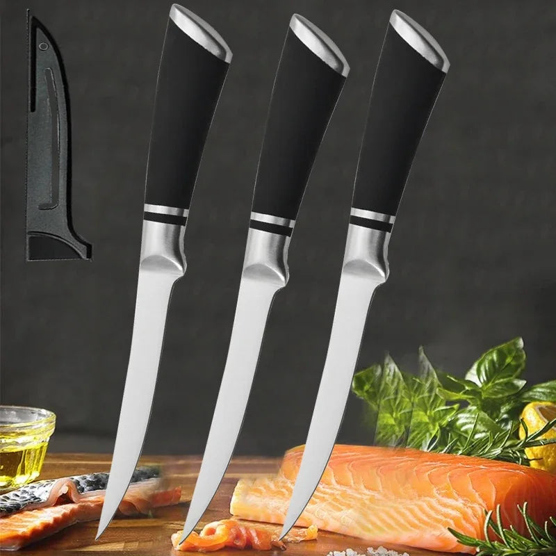 Stainless Steel Fillet & Boning Knife | Non-Slip Handle | Professional Fish & Meat Knife