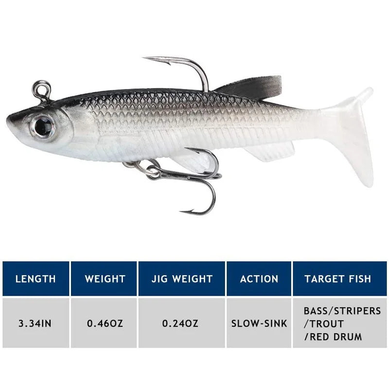 5pcs Soft Plastic Fishing Lure Set | 8cm (2.8”) Artificial Baits with Hooks