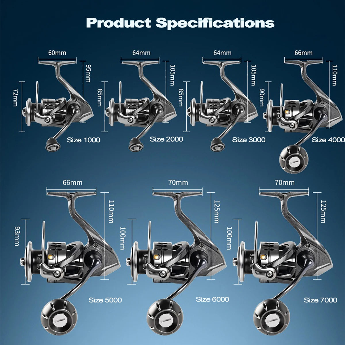 Mavllos F6 Spinning Reel | 1000–7000 Sizes | 7+1BB | Up to 20kg Drag | Saltwater Ready
