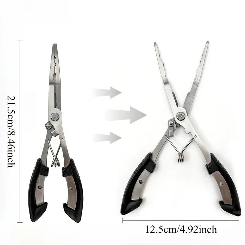 Multifunction Fishing Pliers | 21cm Long Nose Hook Remover | Stainless Steel Fishing Tool