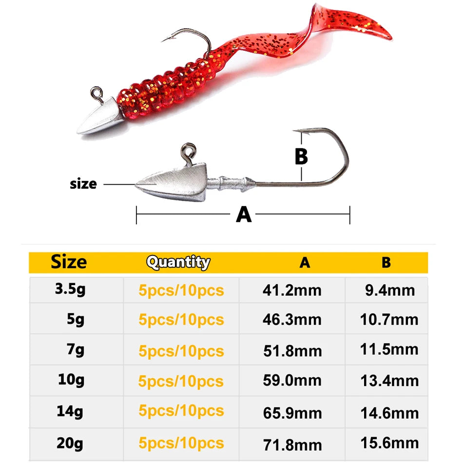 Triangle Jig Head Hooks | 3.5g–20g Weighted Soft Plastic Hooks | Fishing Jig Heads