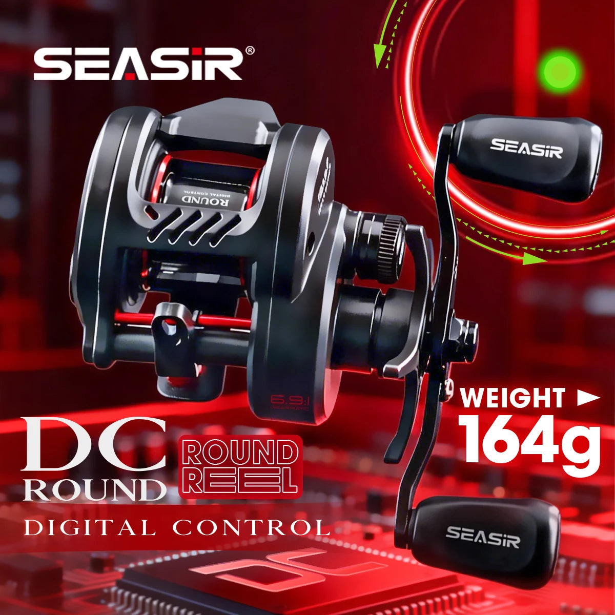 SEASIR DC-ROUND Baitcasting Reel | Brass Gear Drum Reel | Long Cast Saltwater Baitcaster | 164g