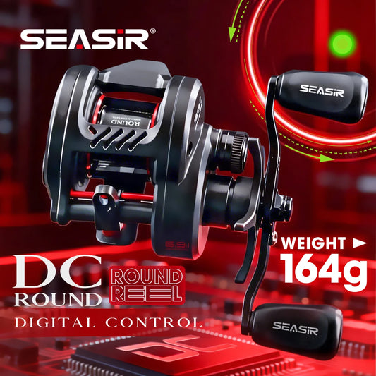 SEASIR DC-ROUND Baitcasting Reel | Brass Gear Drum Reel | Long Cast Saltwater Baitcaster | 164g