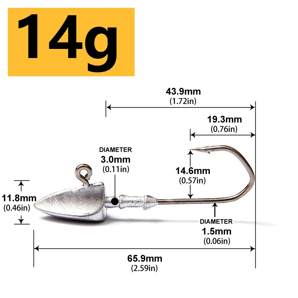 Triangle Jig Head Hooks | 3.5g–20g Weighted Soft Plastic Hooks | Fishing Jig Heads