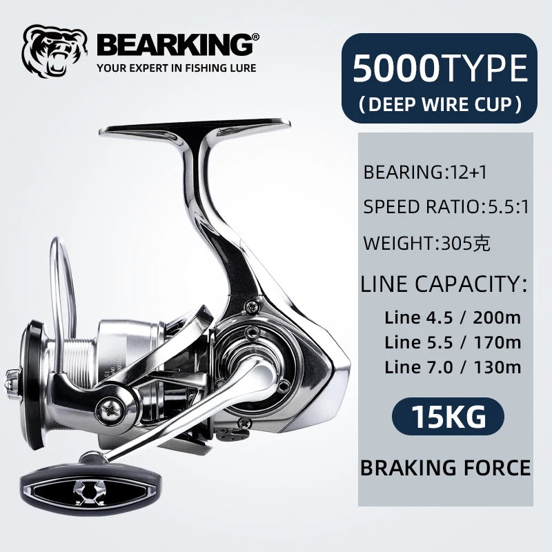 BEARKING LT Series Spinning Reel – 5.5:1 Gear Ratio, 15 kg Max Drag & Lightweight 206 g Design