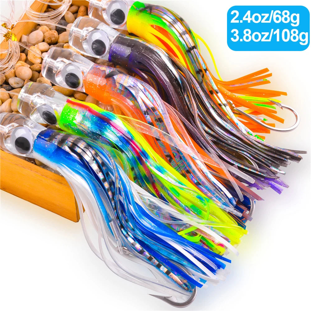 Trolling Skirt Tuna Lures (3-Pack) | 68g / 108g | Rigged Big Game Lures