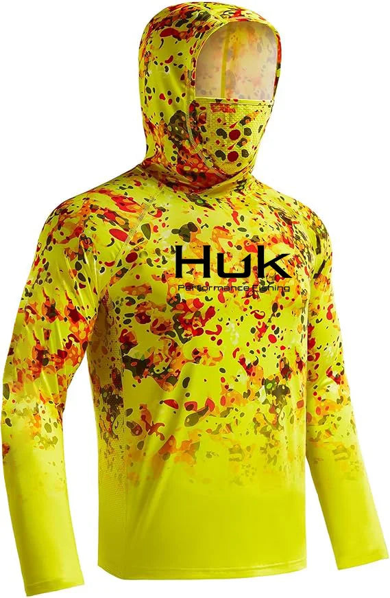 HUK Men’s Long Sleeve Camo Fishing Hoodie – UPF 50+ Sun Protection, Quick-Dry & Breathable