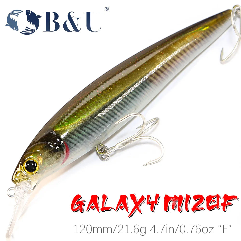 B&U Galaxy M120F Jerkbait | 120mm 21.6g Floating Hardbody Lure