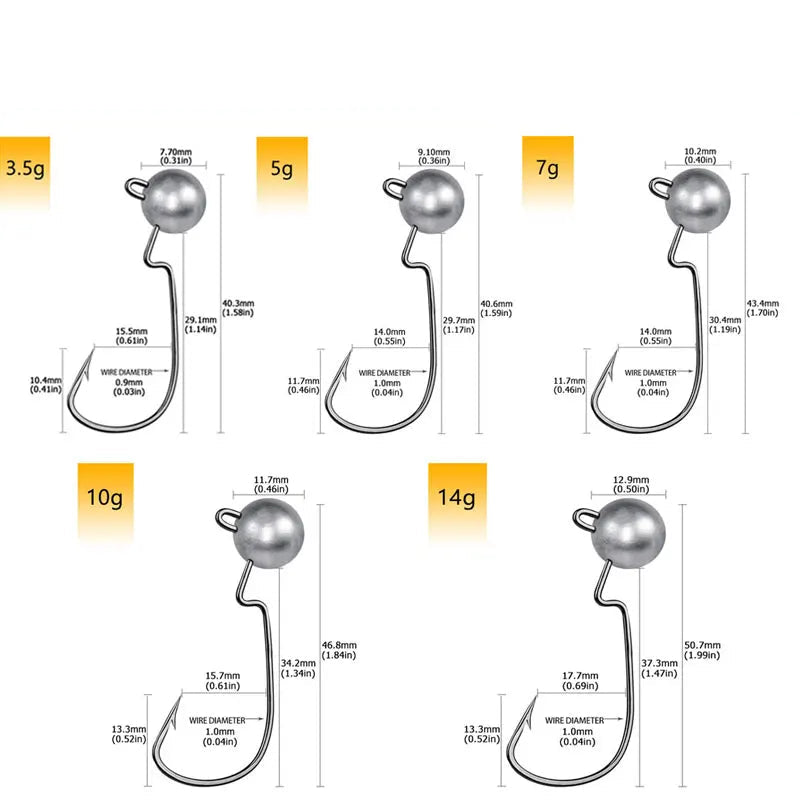 Bulk Jig Head Pack – Multiple Weights & Styles for Soft Plastics (Strong, Sharp & Salt-Ready)