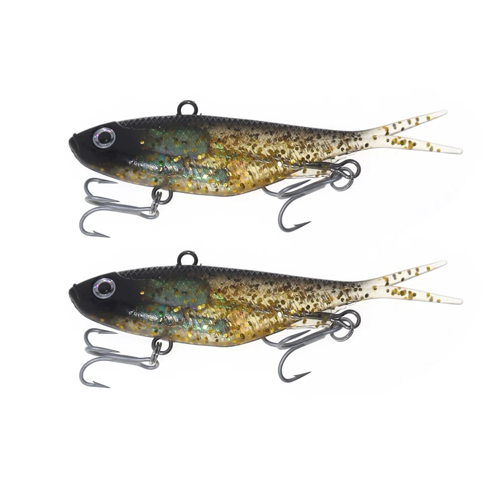 Soft VIB Fishing Lure Set | 11cm Vibration Bait with Treble Hooks | 2pcs