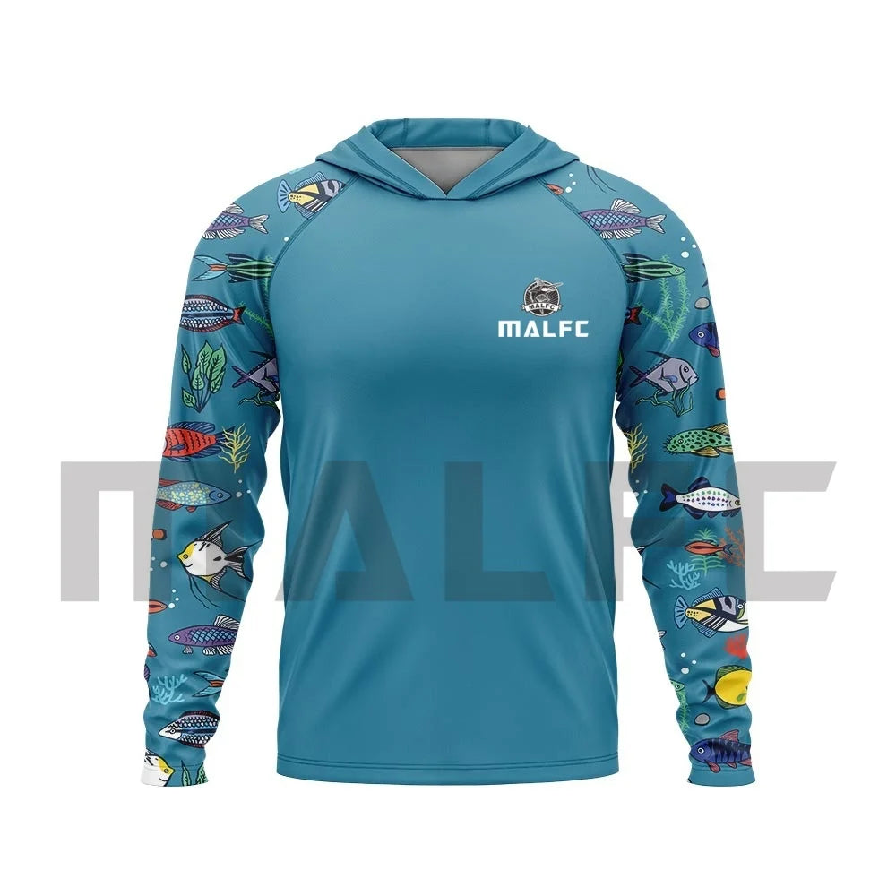 MALFC Men’s UPF50+ Fishing Hoodie | Long Sleeve Sun Protection Fishing Shirt