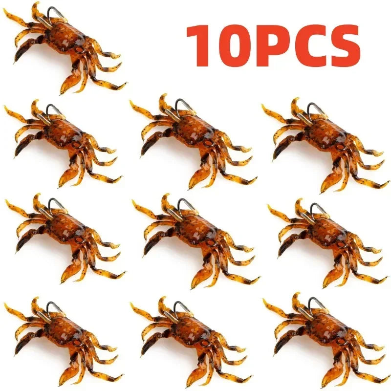 ALASICKA 3D Crab Soft Lure | 8cm / 10cm | Realistic Crab Bait | 5–10pcs Saltwater Soft Plastics