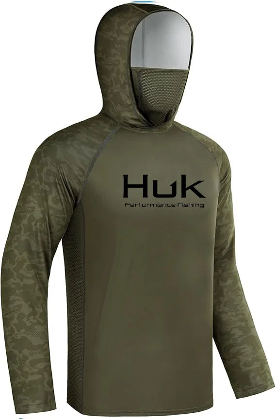 HUK Men’s Long Sleeve Camo Fishing Hoodie – UPF 50+ Sun Protection, Quick-Dry & Breathable