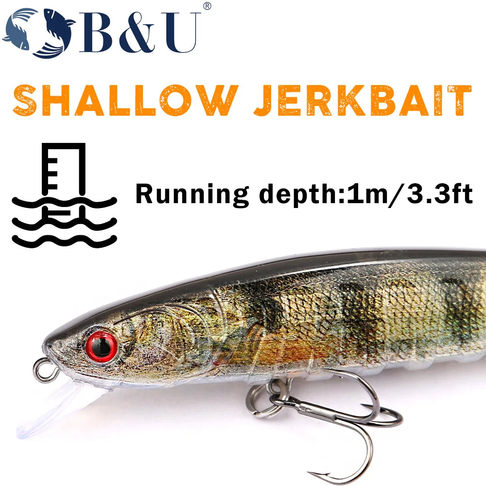 B&U JERK MINNOW Suspending Hardbody Lure | 110mm 16.3g | Long-Cast Jerkbait