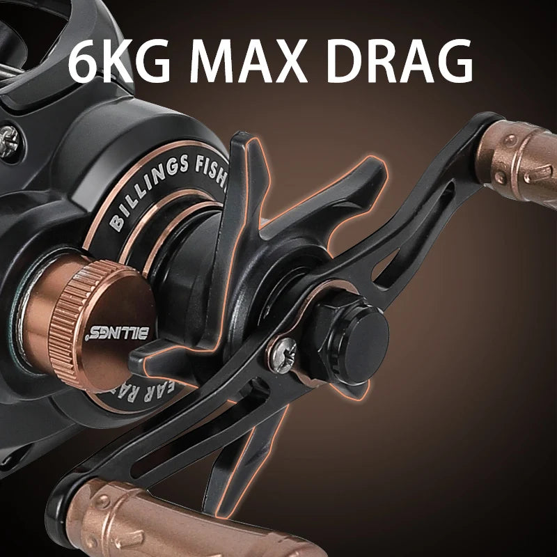 BILLINGS AX200 Baitcasting Reel | 7.2:1 Gear Ratio | 6kg Drag | 4+1 Bearings | Ultralight Baitcaster