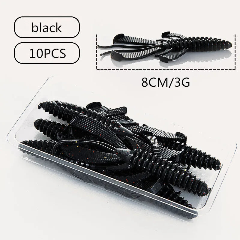 10-Pack Double-Tail Craw Soft Plastic Lures | 80mm 3g | Crayfish & Prawn Style Baits