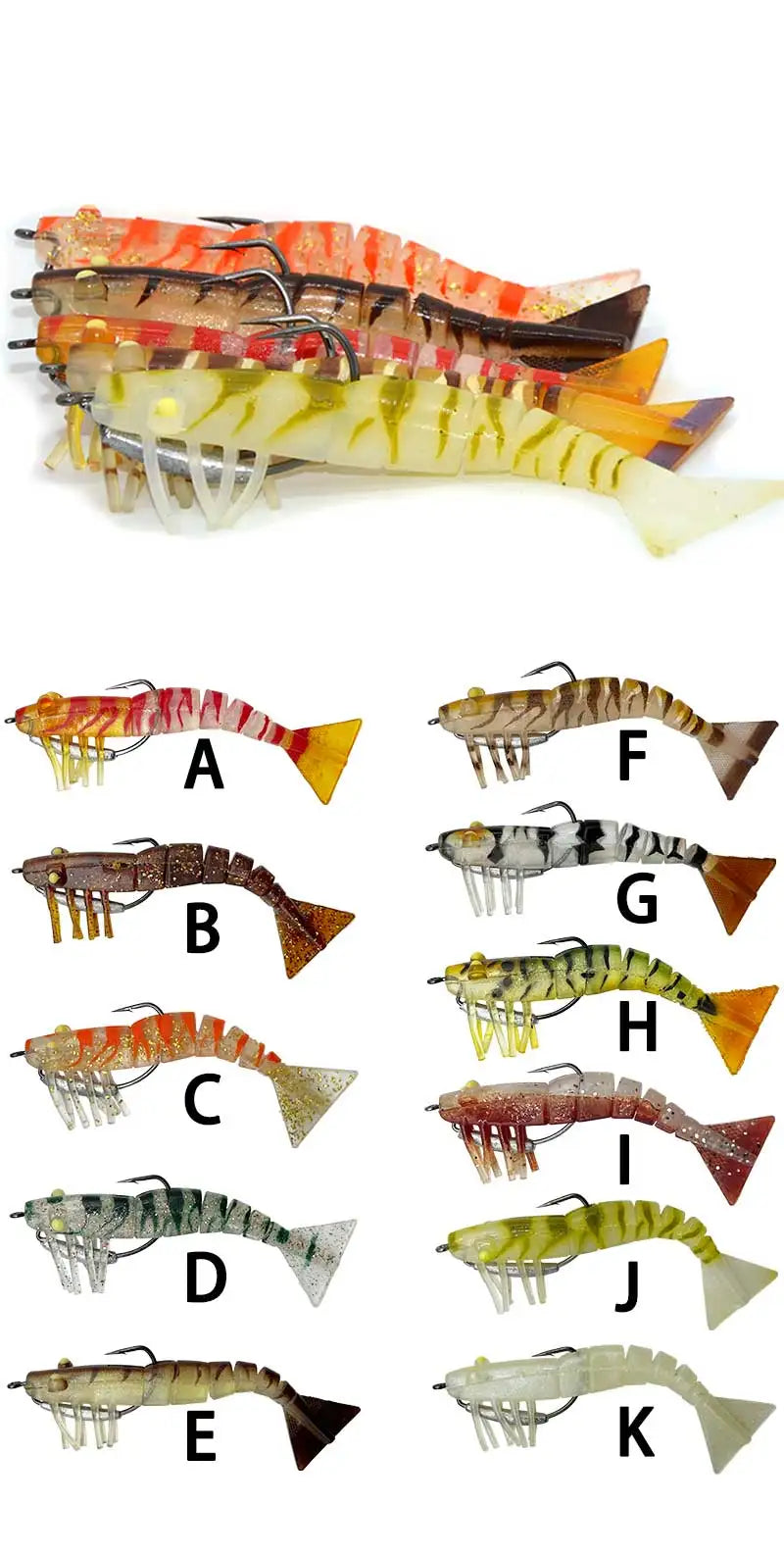 TAKEDO 3-Piece Dirty Prawn Lure Set – 90 mm & 120 mm Soft TPE Shrimp Lures with 5/0 VMC Hooks