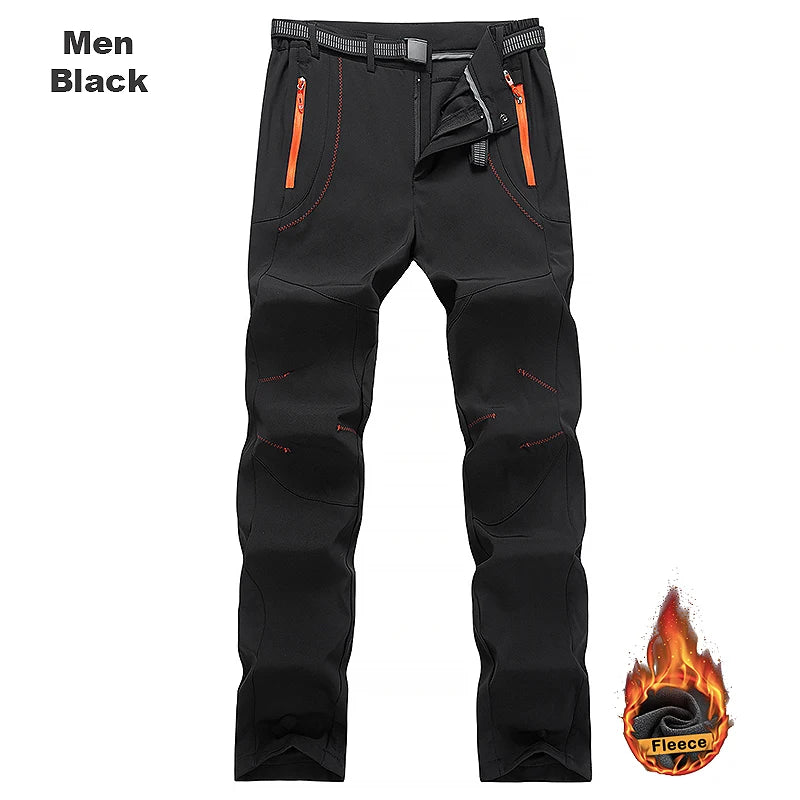 LNGXO Men’s Winter Softshell Hiking Pants | Fleece-Lined Waterproof & Windproof Outdoor Trousers