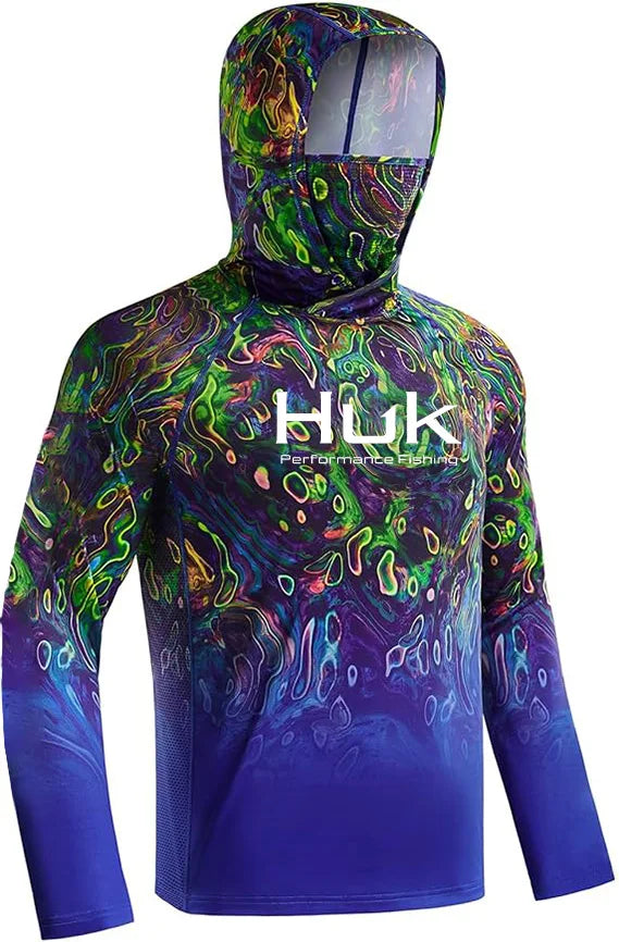 HUK Men’s Long Sleeve Camo Fishing Hoodie – UPF 50+ Sun Protection, Quick-Dry & Breathable
