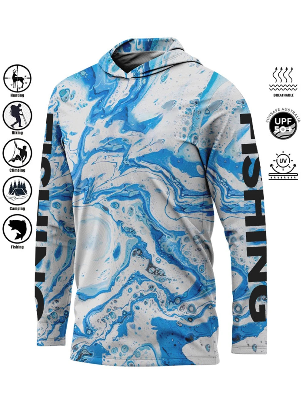 Men’s UPF50+ Fishing Hoodie | Quick-Dry Breathable Long Sleeve Fishing Shirt