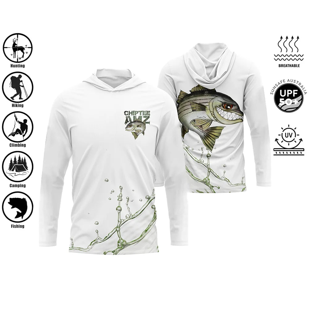 Men’s UPF50+ Fishing Hoodie | Long Sleeve Quick-Dry 3D Print Fishing Shirt | Sizes up to 4XL
