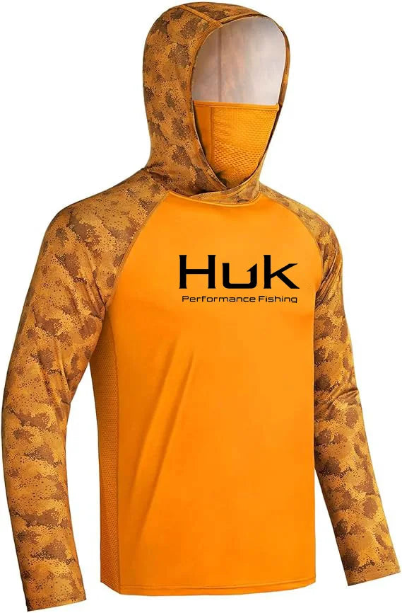HUK Men’s Long Sleeve Camo Fishing Hoodie – UPF 50+ Sun Protection, Quick-Dry & Breathable
