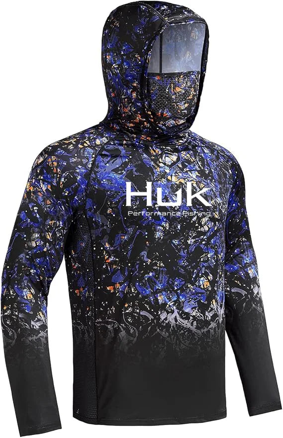 HUK Men’s Long Sleeve Camo Fishing Hoodie – UPF 50+ Sun Protection, Quick-Dry & Breathable