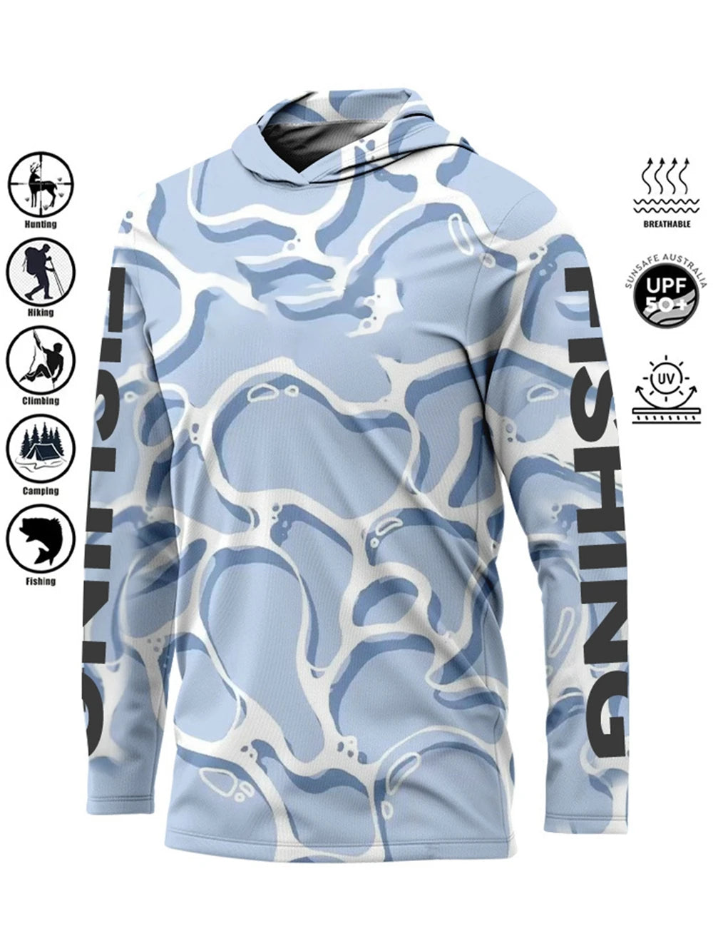 Men’s UPF50+ Fishing Hoodie | Quick-Dry Breathable Long Sleeve Fishing Shirt