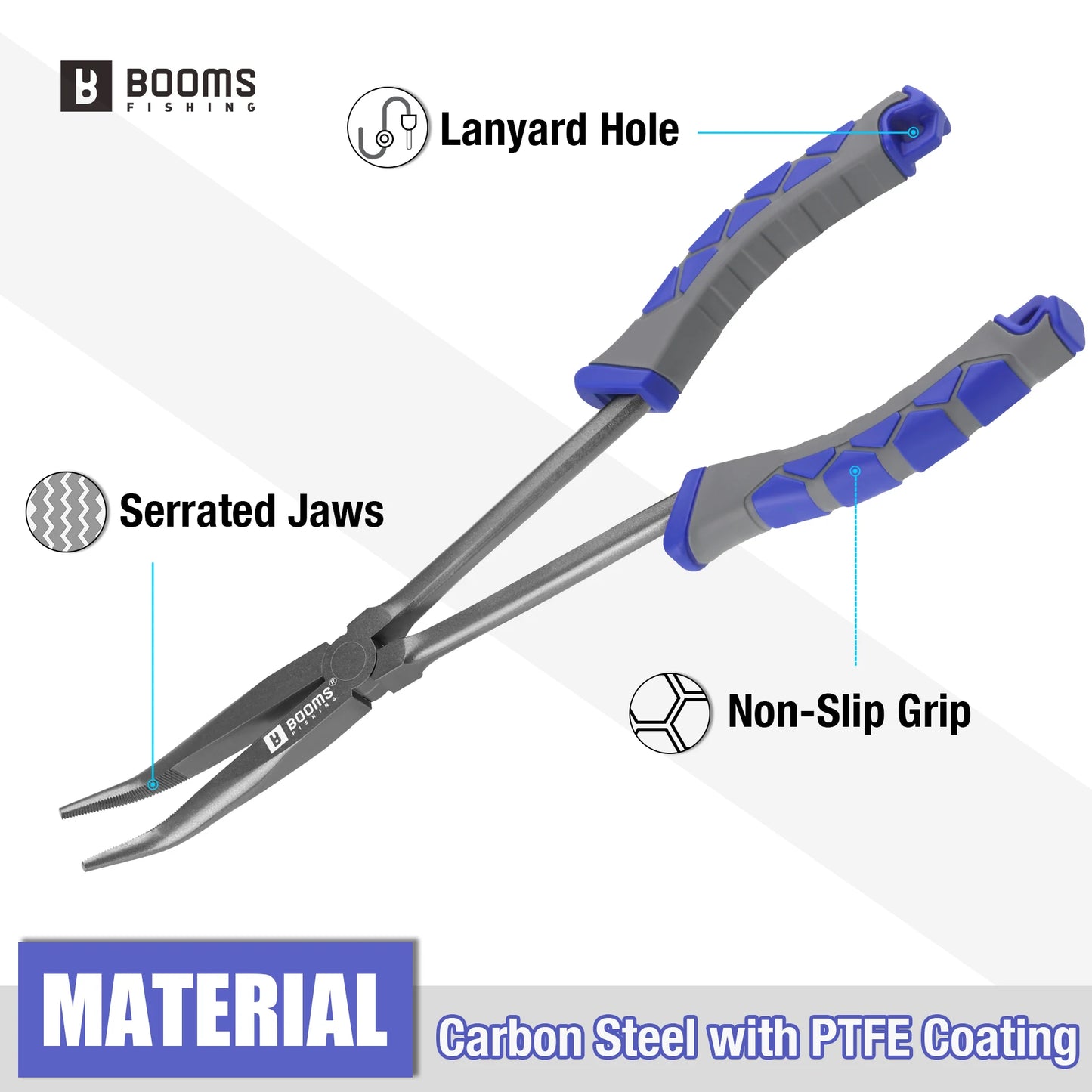 Booms Fishing Long Nose Pliers | 28cm Hook Remover Tool | Saltwater & Freshwater